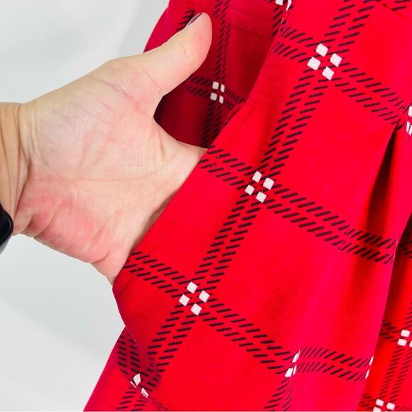 Eden Court red white black plaid mod button holiday peplum preppy jacket medium - Picture 4 of 8